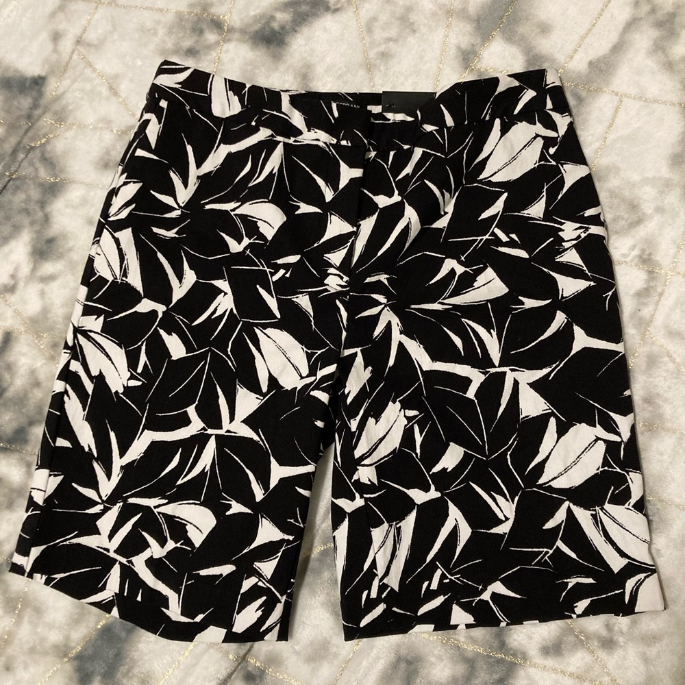 Mario Serrani Black and White Leaf Shorts-2